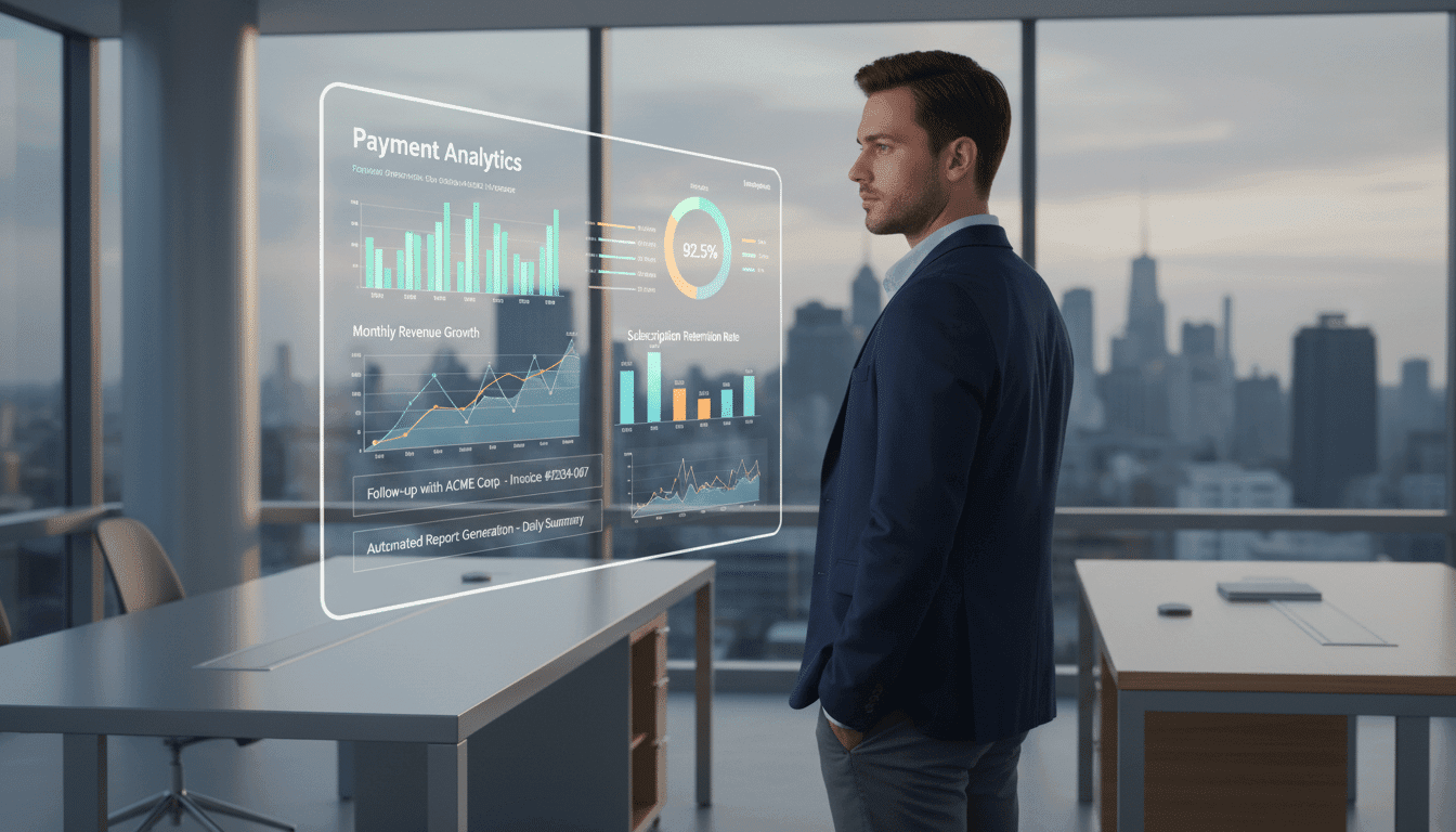 Jonge professional analyseert geautomatiseerde boekhouding efficiënt