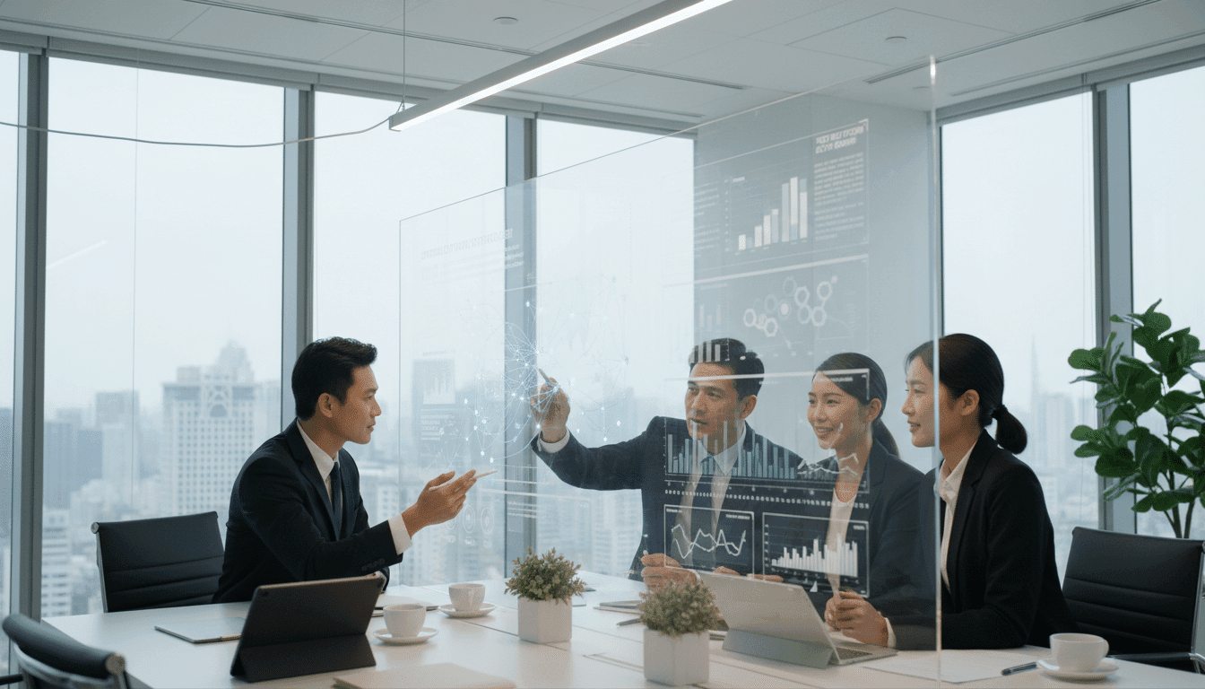 Sales professionals analyseren sales funnel met AI inzichten