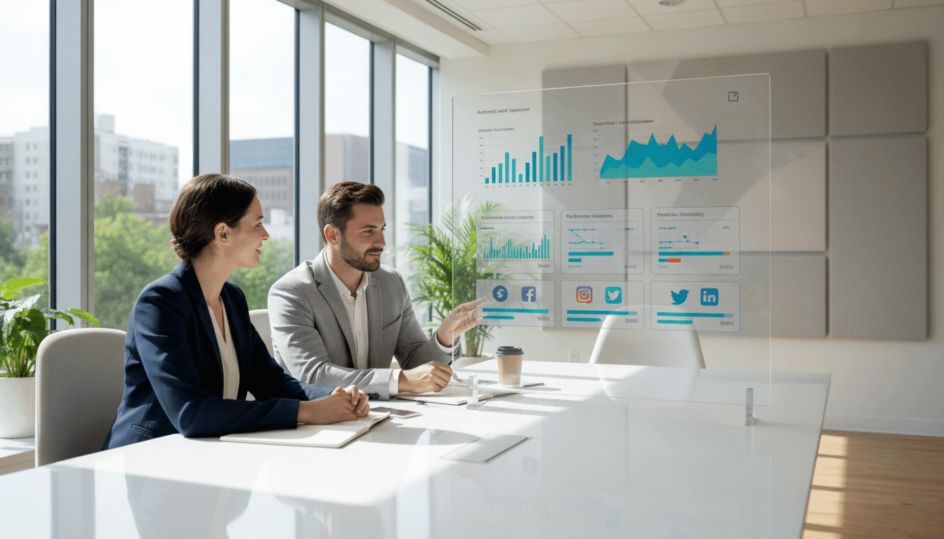 Twee marketeers bespreken marketing automation software samen