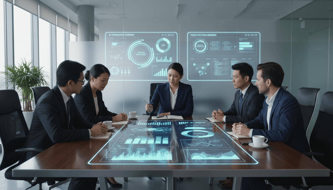 Divers HR team bespreekt automatisering en prestaties