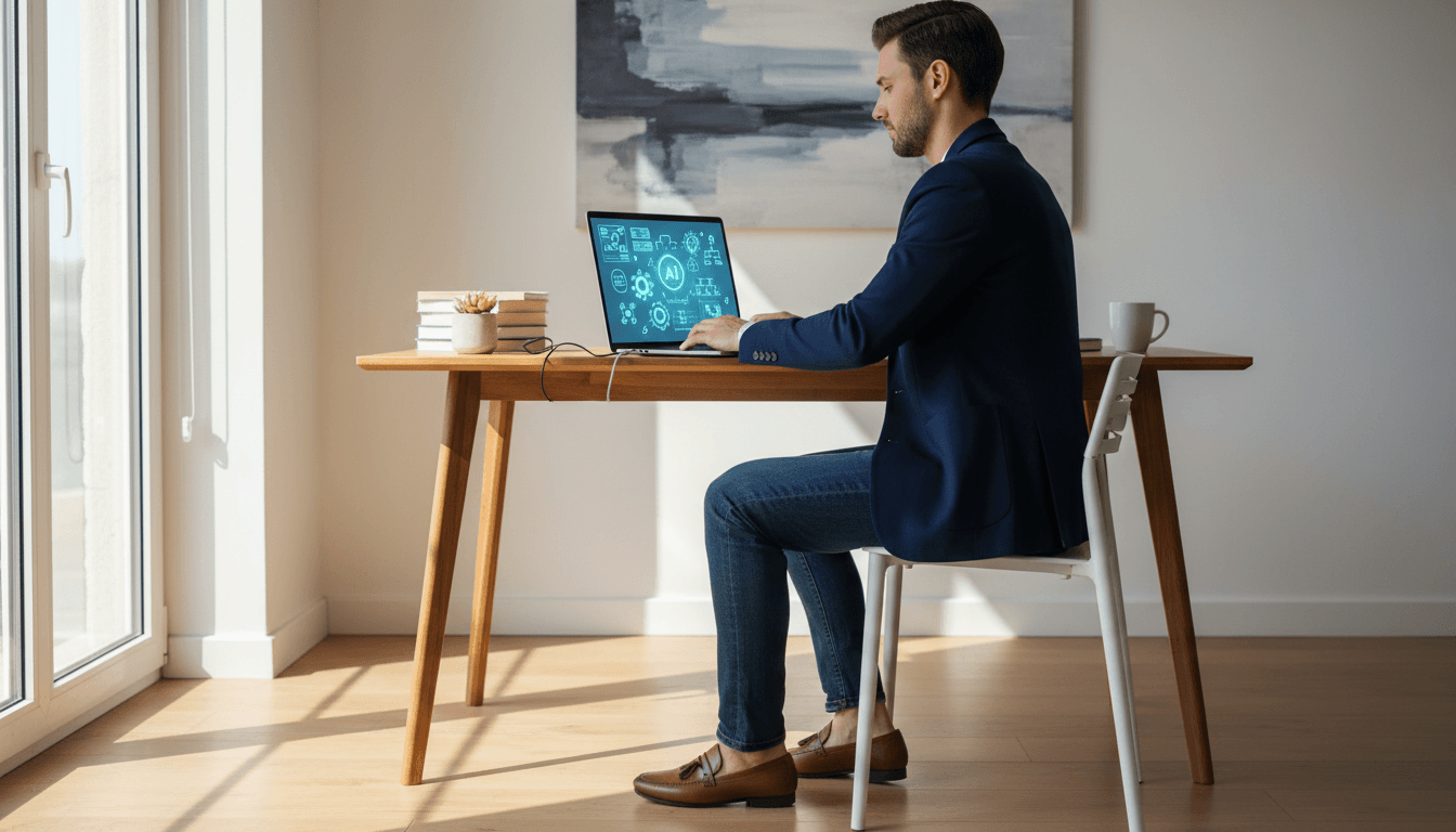 Jonge professional gebruikt factuur software thuis kantoor