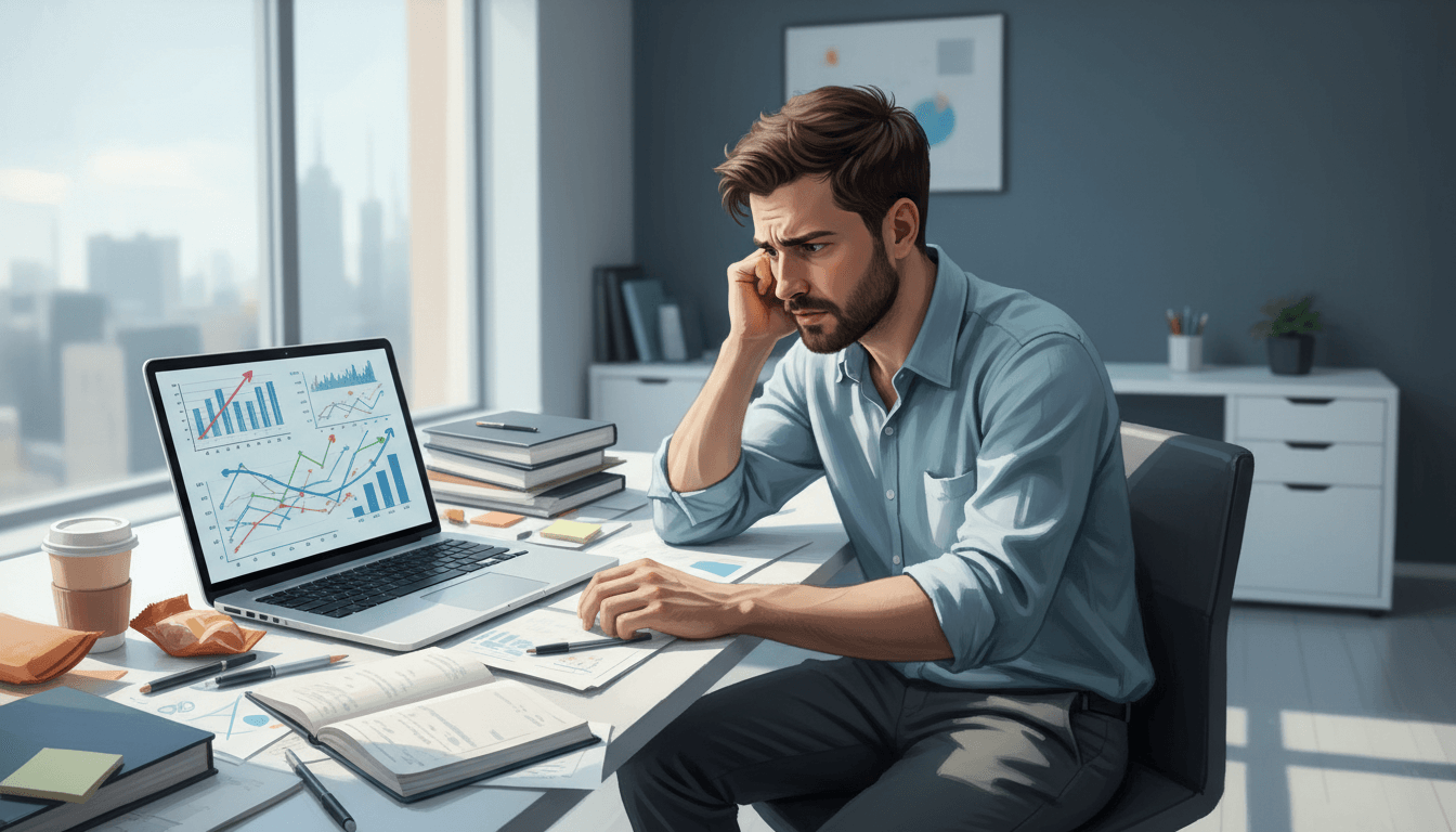 Ondernemer analyseert grafieken om omzet te verhogen