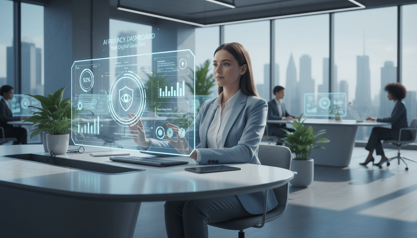 Vrouw analyseert financiele software in moderne kantoorruimte