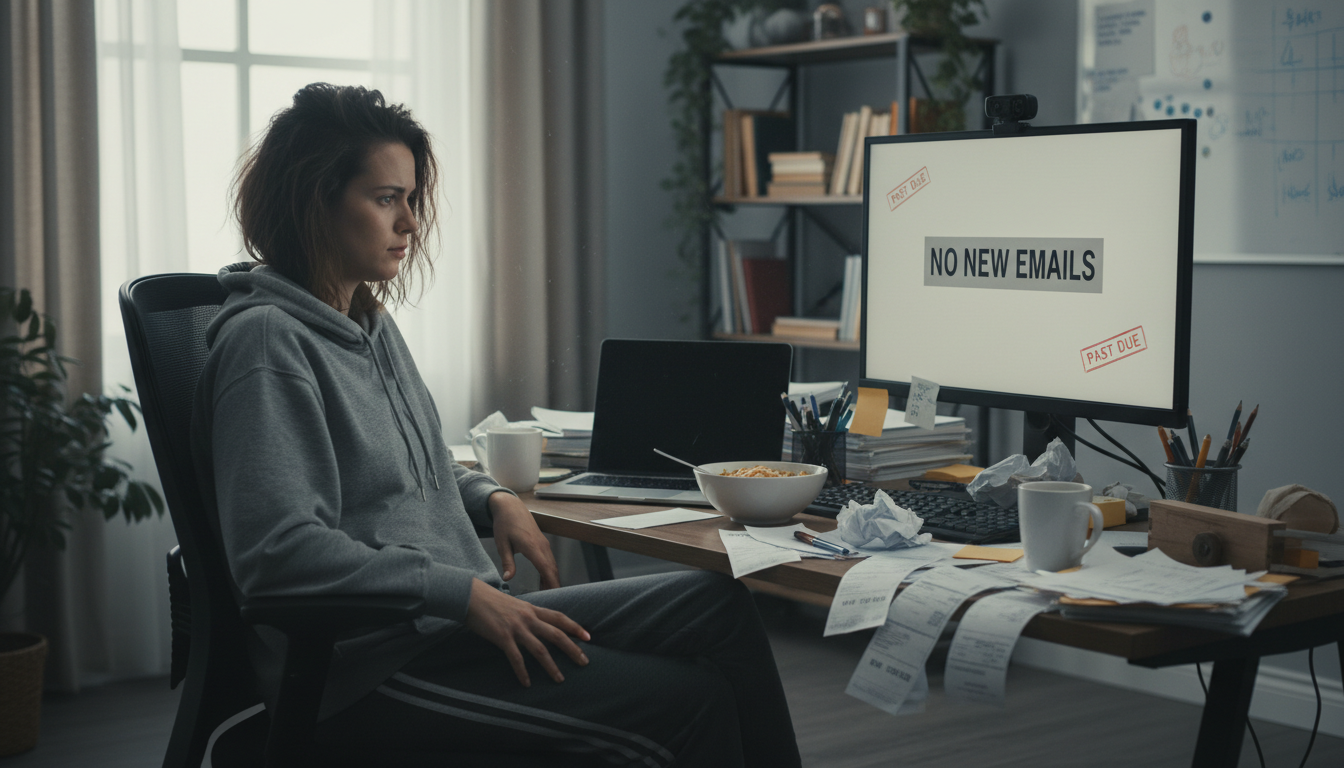 Een freelancer worstelt met factuur betalen stress