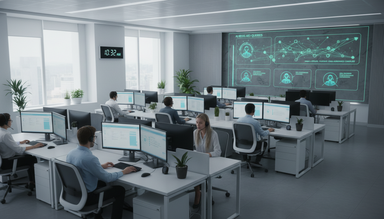 Een modern supportcentrum met ai automatisering actief