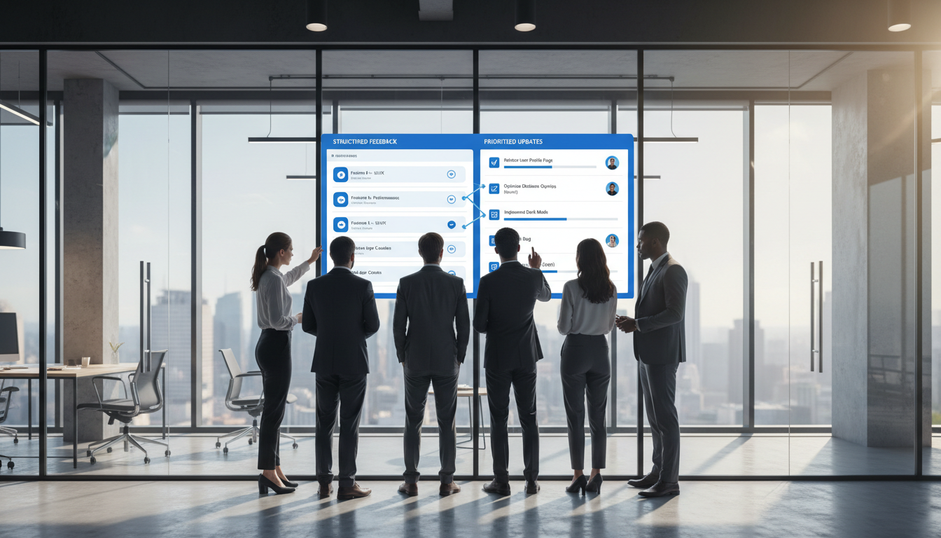 Team bespreekt automatisering en projectupdates samen