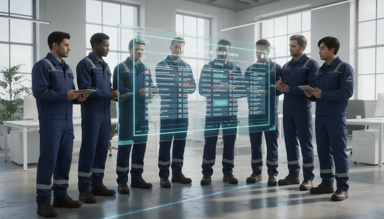 Divers team elektriciens plant efficiënte werkroosters samen